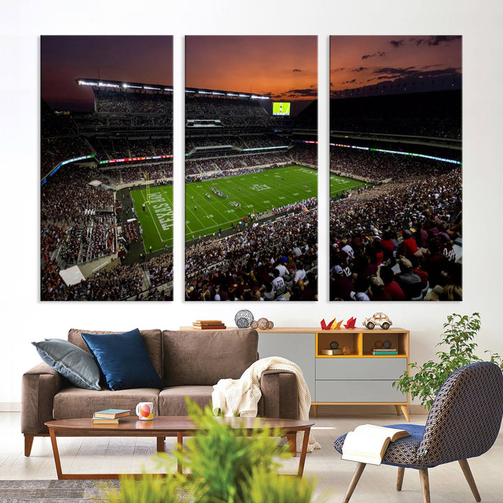 Texas A&M University Aggies Football Team Print - College Station Kyle Field Stadium Wall Art Canvas Print