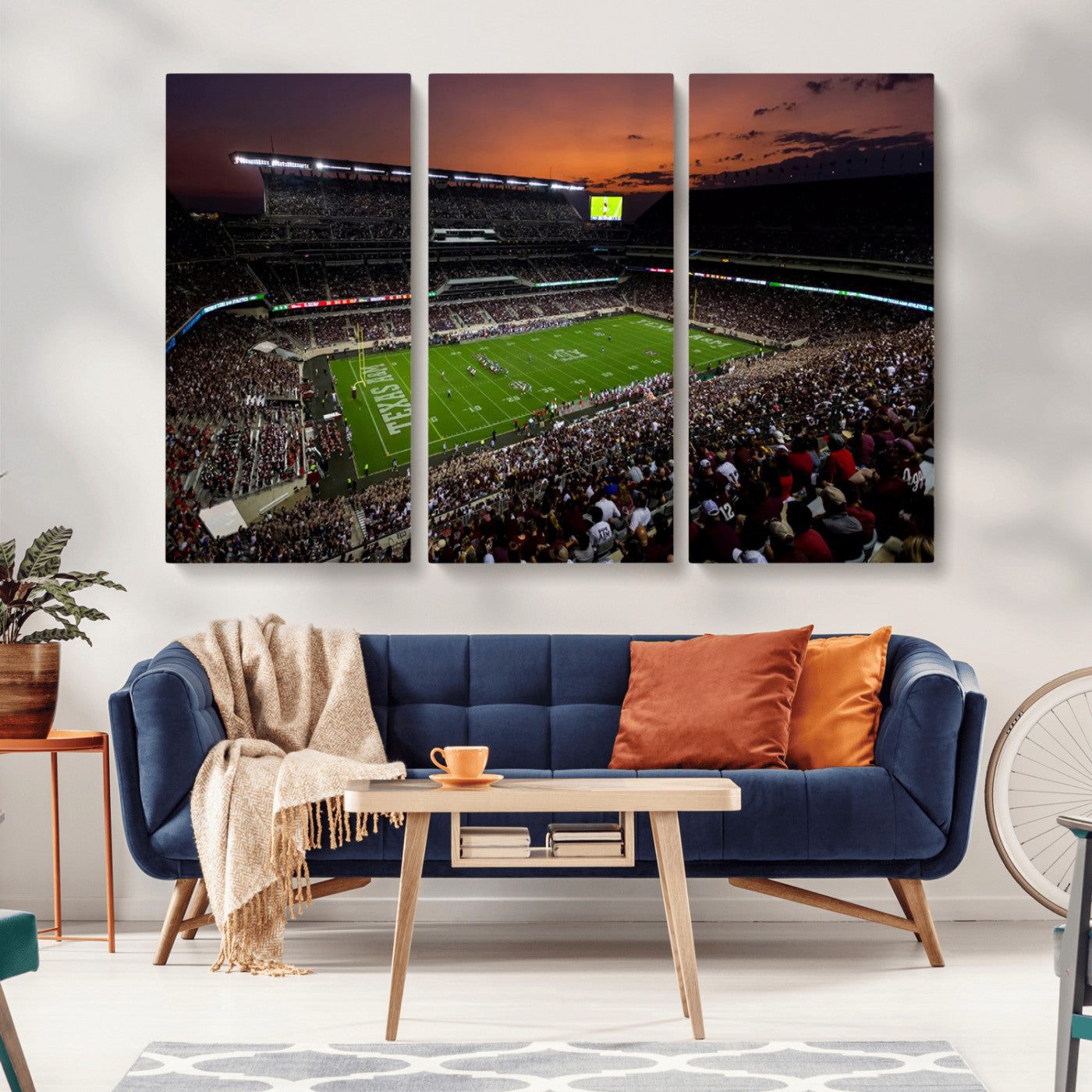 MGV-CV-48X32-3P - Texas A&M Aggies Football Team Print - College Station Kyle Field Stadium Wall Art Canvas Print