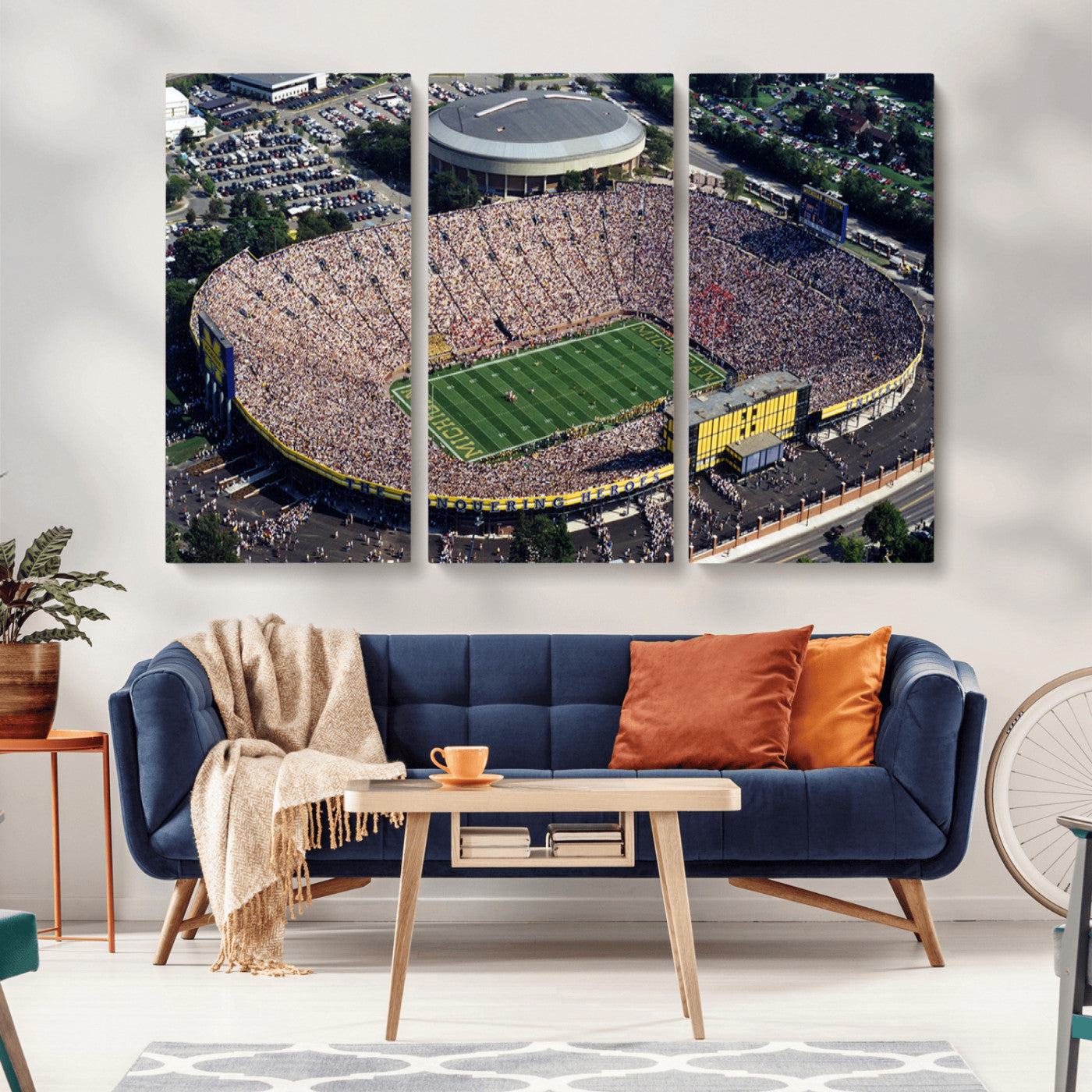 MGV-CV-48X32-3P - Michigan Wolverines Football Team Print - Ann Arbor Michigan Stadium Print, Michigan Wolverines