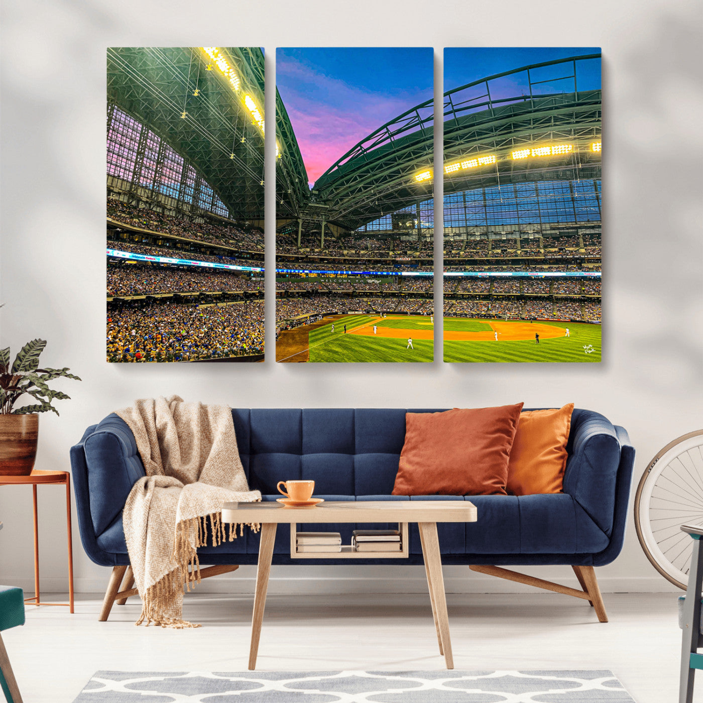 MGV-CV-48X32-3P - Milwaukee Brewers Baseball Team Print Canvas- American Family Field Stadium Wall Art Canvas Print