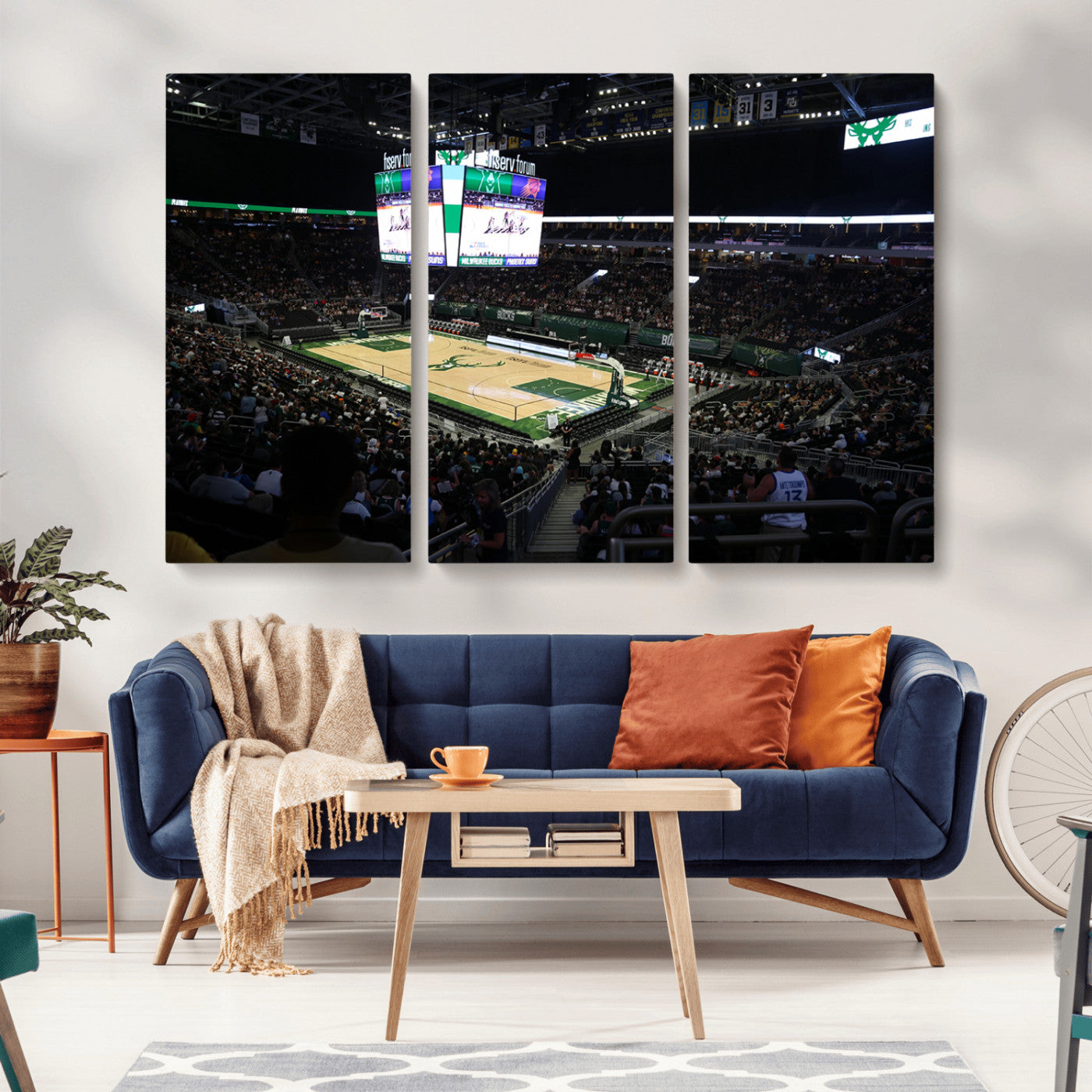 MGV-CV-48X32-3P - Milwaukee Bucks Basketball Print - Fiserv Forum Stadium Wall Art Canvas Print