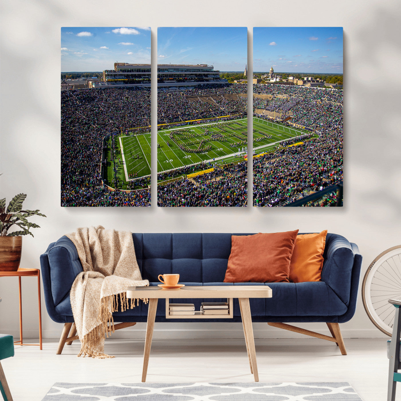 MGV-CV-48X32-3P - Notre Dame Fighting Irish Football Team Print - Notre Dame Stadium Wall Art Canvas Print