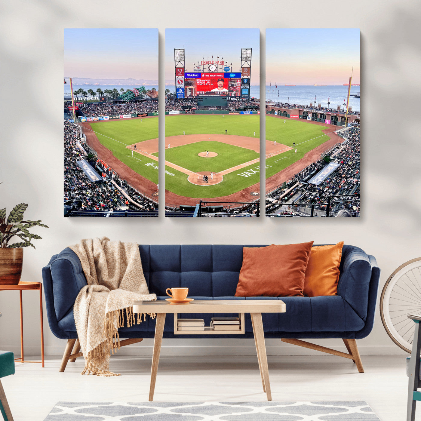 MGV-CV-48X32-3P - San Francisco Giants Baseball Team Print - Oracle Park Stadium Wall Art Canvas Print