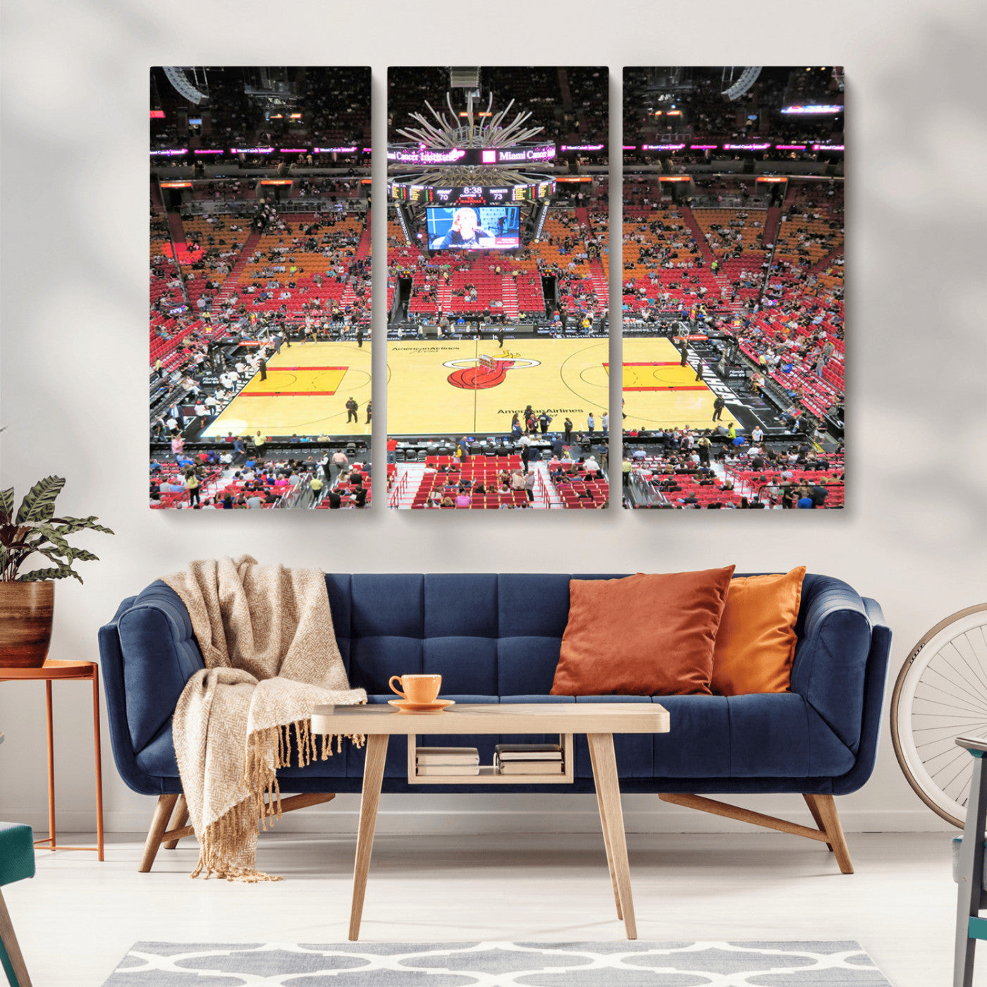 MGV-CV-48X32-3P - Miami Heat Basketball Team Print Wall Art- Kaseya Center Stadium Wall Art Canvas Print