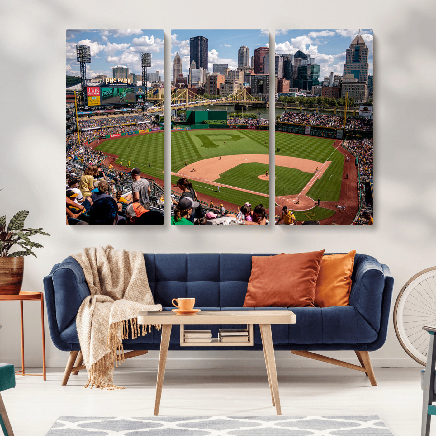 MGV-CV-48X32-3P - Pittsburgh Pirates Baseball Team Print - PNC Park Stadium Wall Art Canvas Print - Ready to Hang