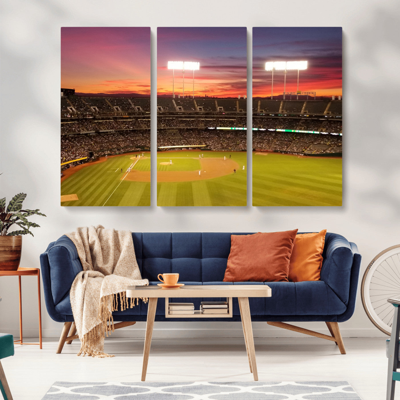 MGV-CV-48X32-3P - Oakland Athletics Baseball Team Print - Oakland Coliseum Stadium Wall Art Canvas Print