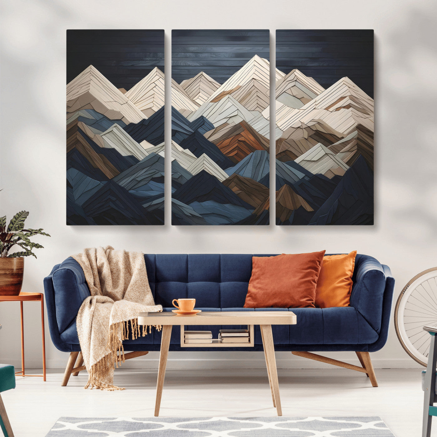 MGV-CV-48X32-3P - Wood Mountain Wall Art | Mountain Canvas Print Wood Decor | Ready to Hang for Cabin Decor