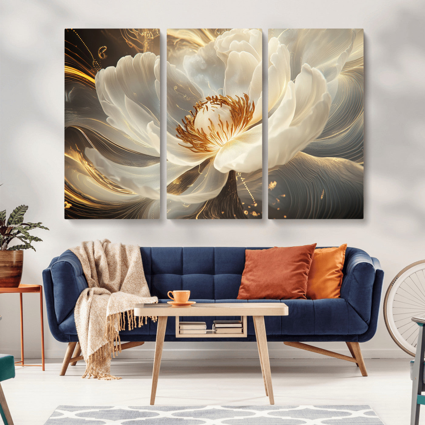 MGV-CV-48X32-3P - Abstract Floral Wall Art Canvas Print