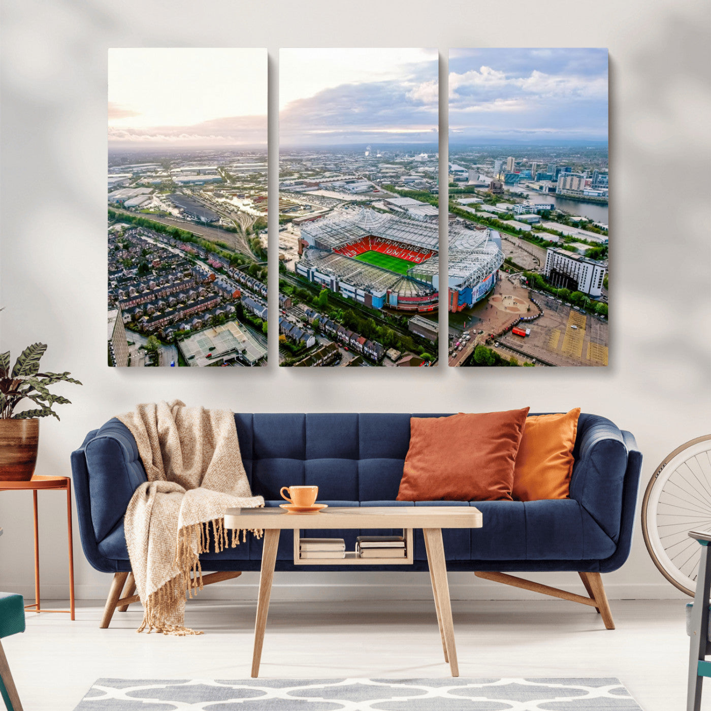 MGV-CV-48X32-3P - Old Trafford Manchester United Stadium Wall Art Canvas Print - Aerial View Stadium, Old Trafford