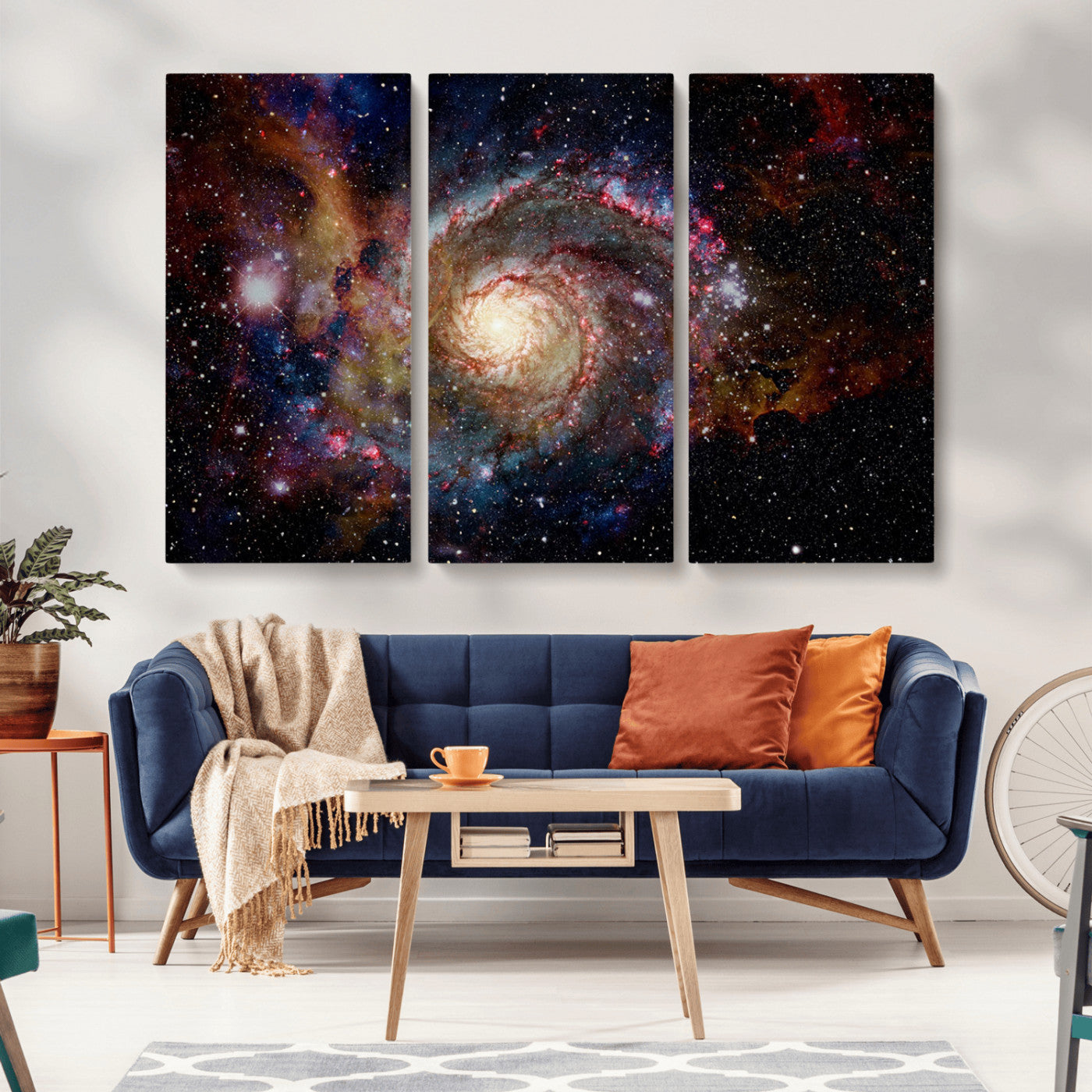 MGV-CV-48X32-3P - Nebula and Galaxies in Space Wall Art Canvas Print, Spiral Galaxy Wall Art Canvas Print