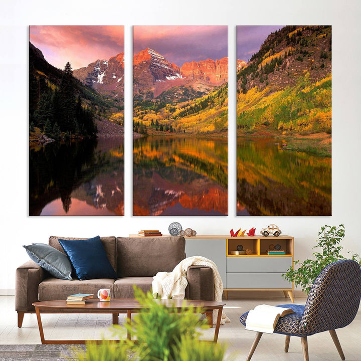 Colorado Rockies Mountain Sunset Wall Art | Ready to Hang and Framed | Scenic Nature Landscape Canvas Print