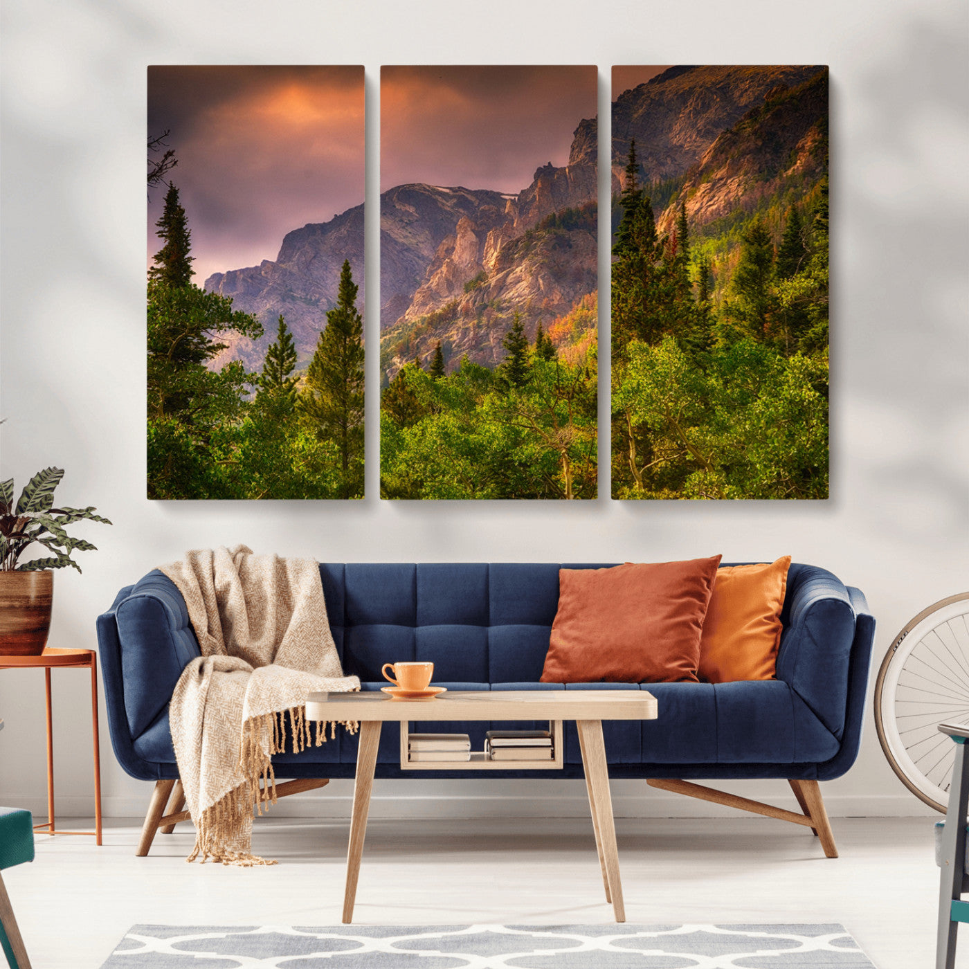 MGV-CV-48X32-3P - Colorado Rockies Mountains Wall Art Canvas Print | Ready to Hang  Framed Mountain Landscape