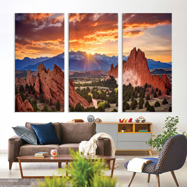 Rocky Mountains Sunset Wall Art Canvas Print – Ready to Hang, Framed Colorado Landscape