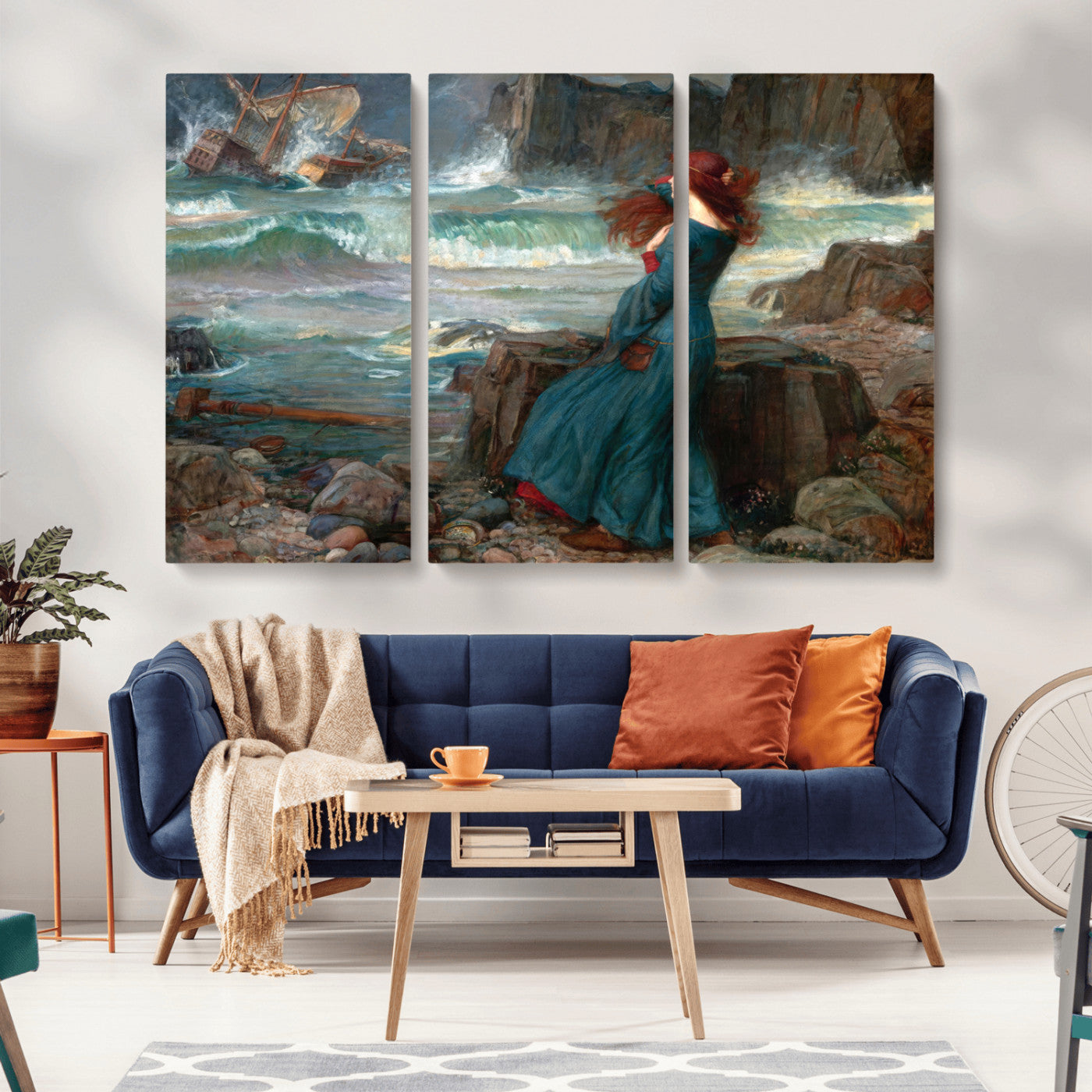 -Miranda by the Shore Wall Art Canvas Print – Tempest Scene Ocean Storm – Ready to Hang
