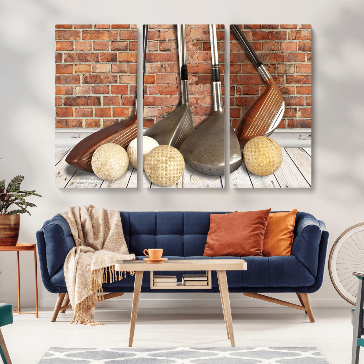 MGV-CV-48X32-3P - Vintage Golf Ball Wall Art Canvas Print | Golf Decor for Man Cave or Office | Ready to Hang and