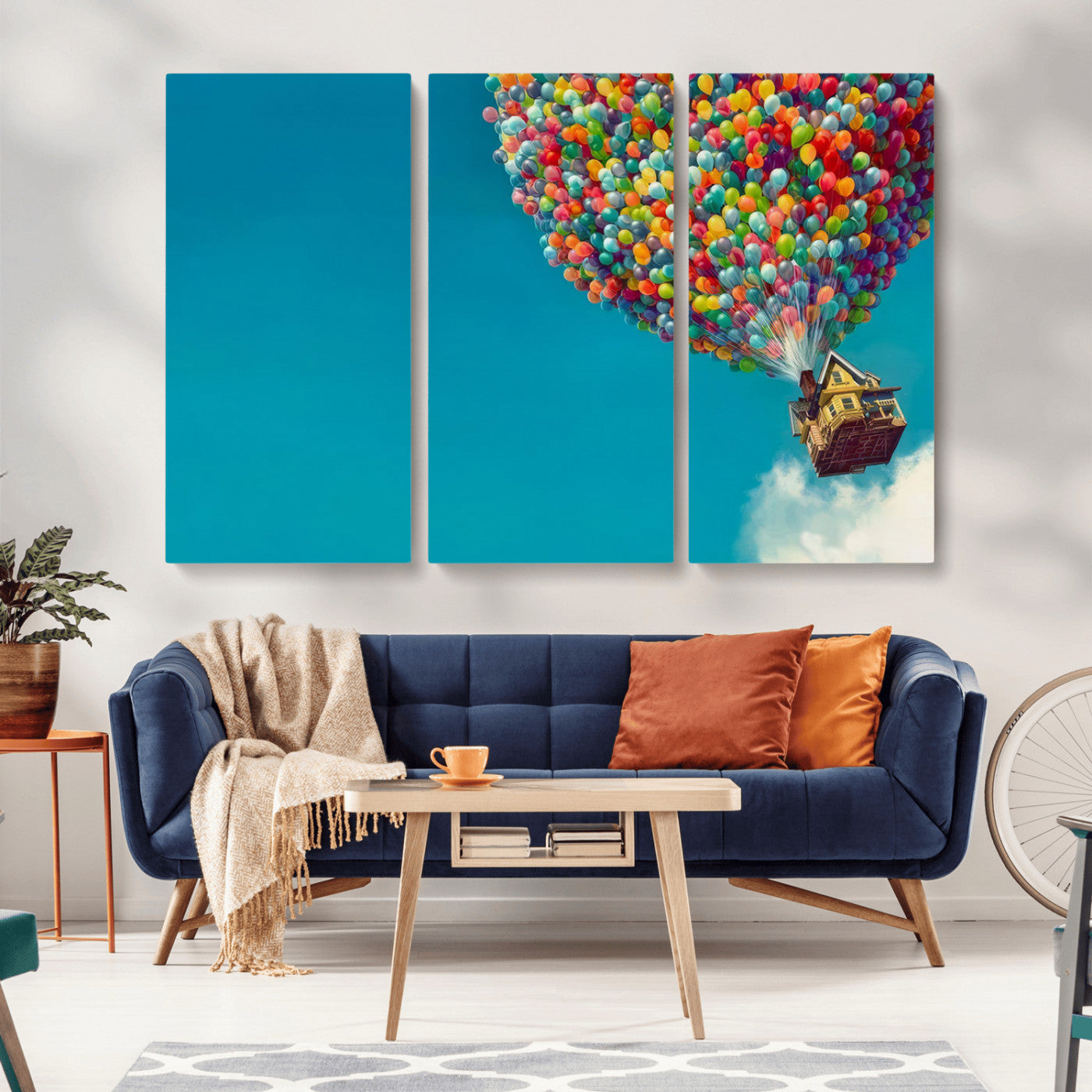 MGV-CV-48X32-3P - Carl Fredricksen, Up Movie Wall Art, Colorful Balloon House Art | Whimsical Wall Decor for Living