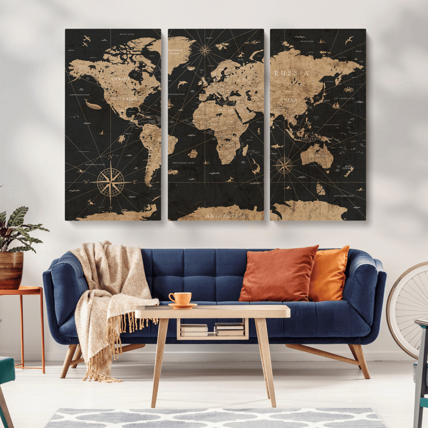 61023-MGV-CV-36X24-World Map Canvas Print – Framed Wall Art for Home Decor