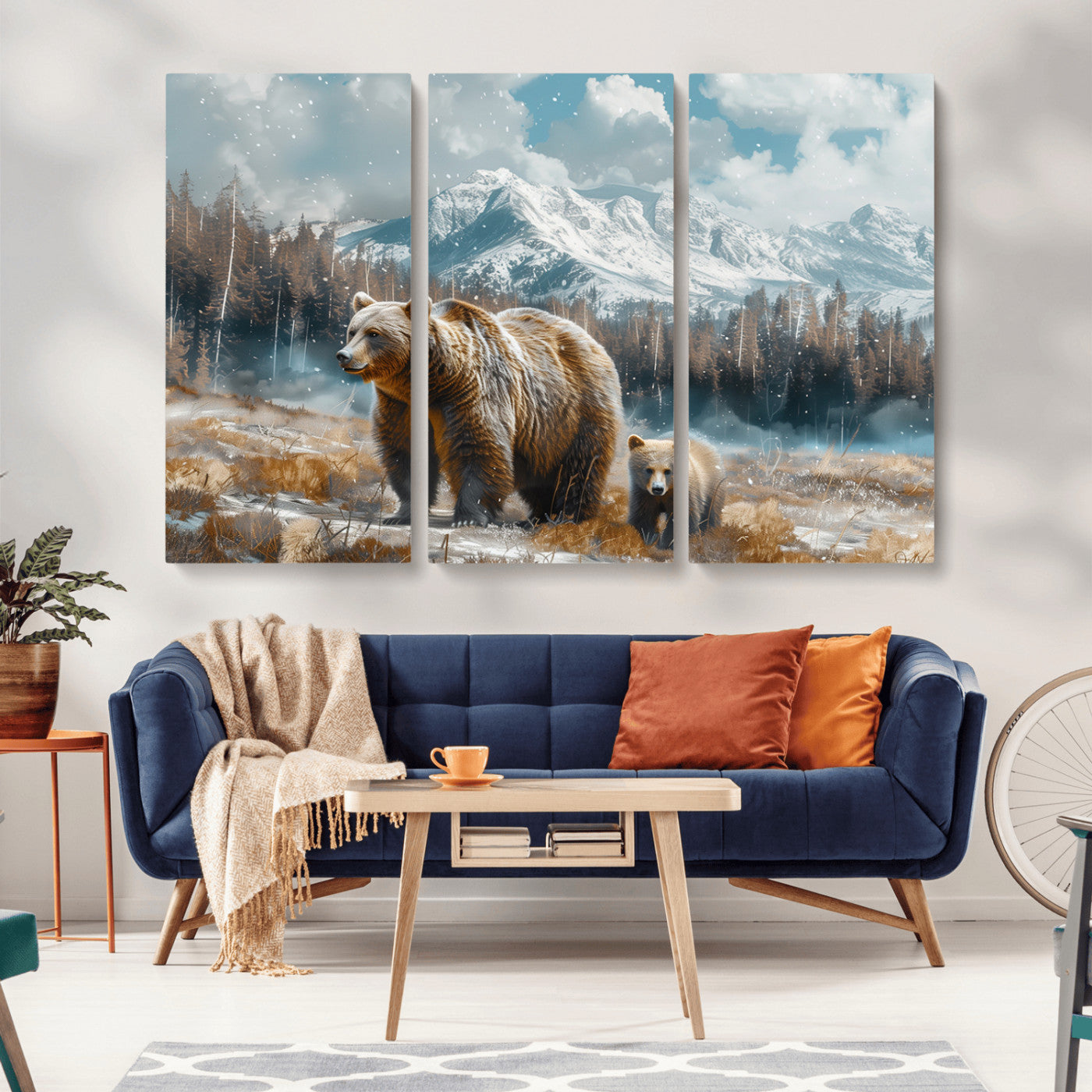 MGV-CV-48X32-3P - Bear and Baby Bear Wall Art Canvas Print