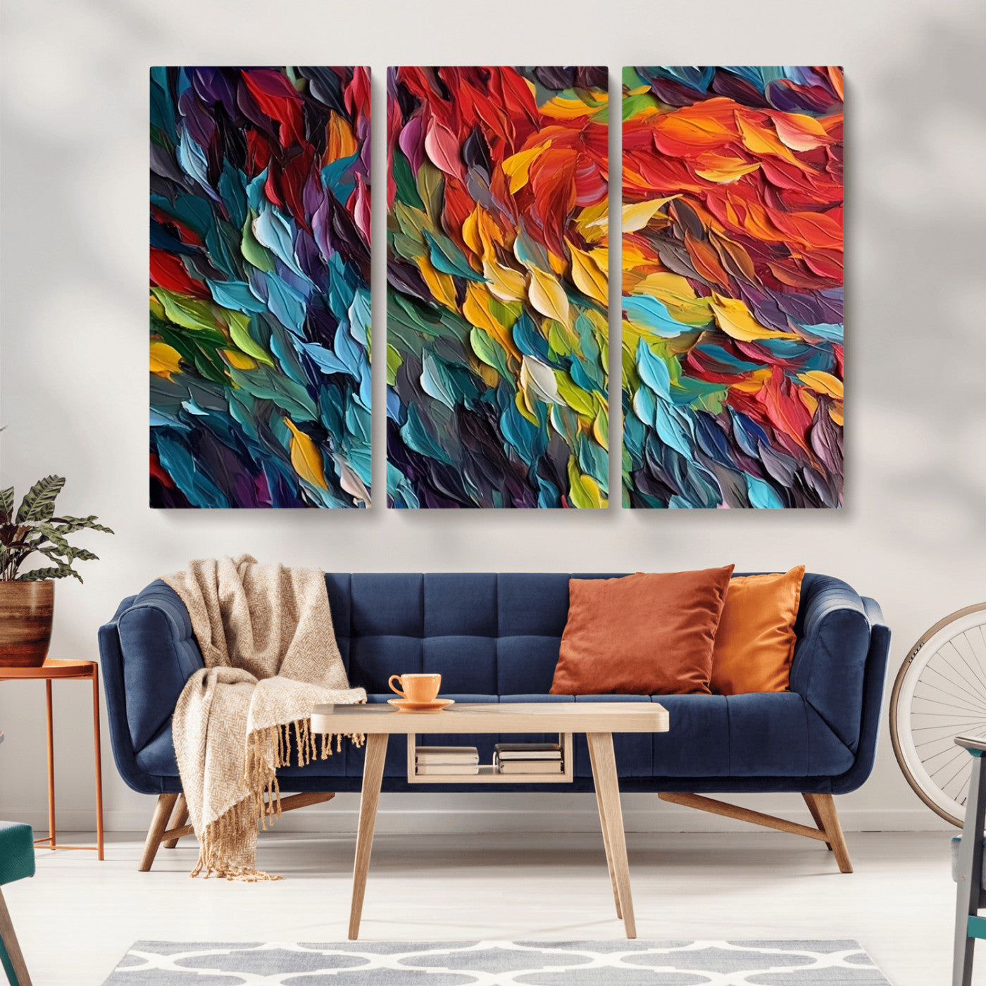 -Vibrant Abstract Leaf Wall Art Canvas Print | Bold Colorful Canvas for Living Room or Office | Ready
