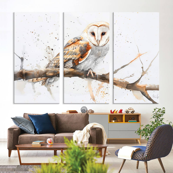 Nature enthusiasts will love the Barn Owl Wall Art on Branch, a stunning canvas print that is ready to hang and beautifully framed.