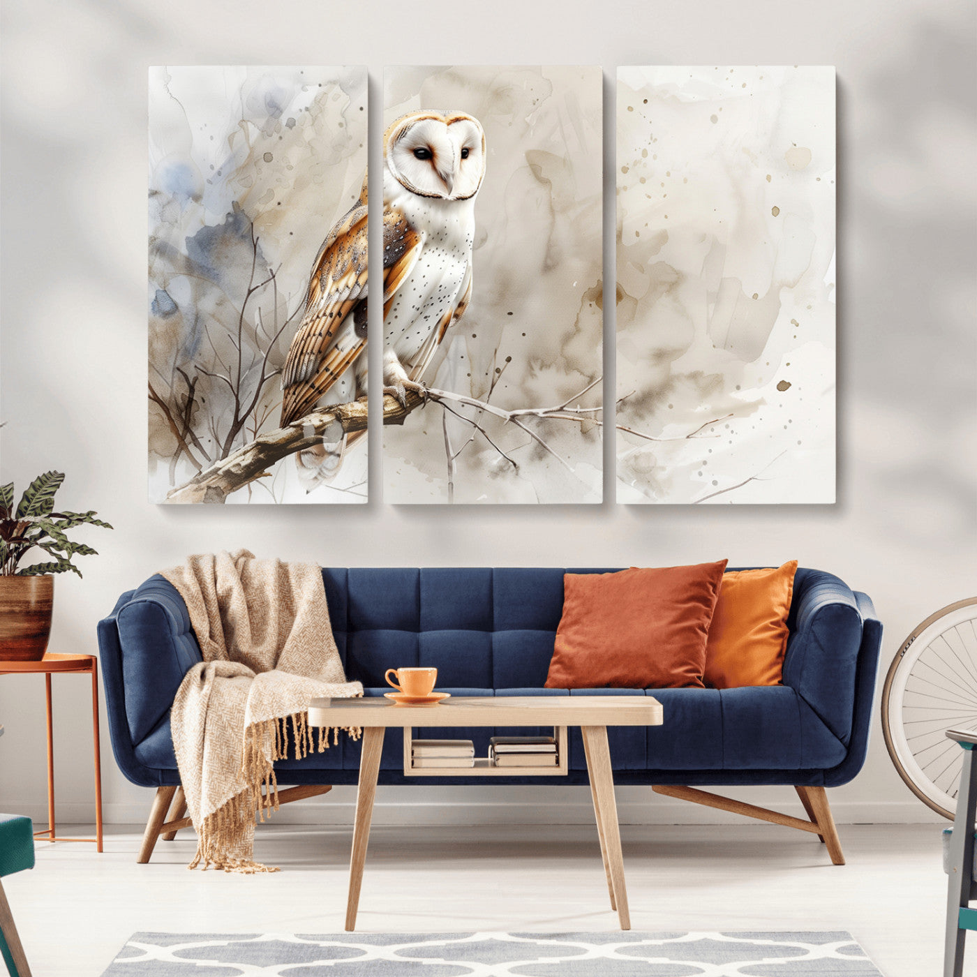 MGV-CV-48X32-3P - Barn Owl Wall Art | Watercolor Canvas Print | Perfect for Farmhouse Wall Decor | Ready to Hang