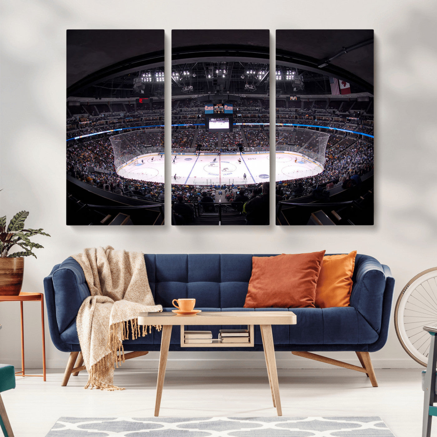 MGV-CV-48X32-3P - Ball Arena Denver Colorado Avalanche Hockey Team Wall Art Canvas Print - Denver Ice Hockey Stadium