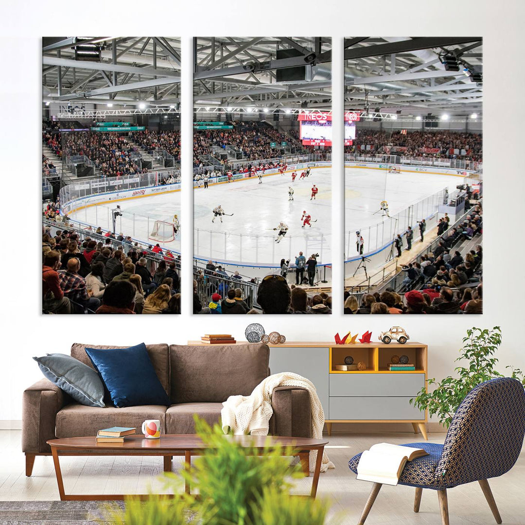 Lausanne Arena Ice Hockey Stadium Wall Art Canvas Print