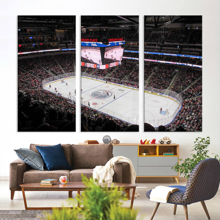 Rogers Place Edmonton Oilers Ice Hockey Stadium Wall Art Canvas Print