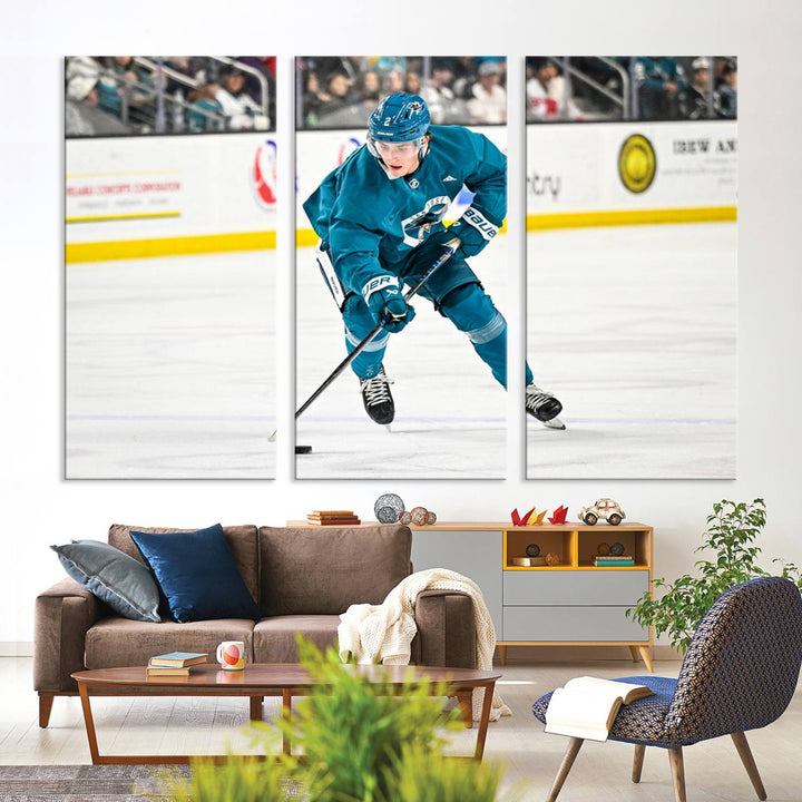 San Jose SharksIce Hockey Player Wall Art Canvas Print