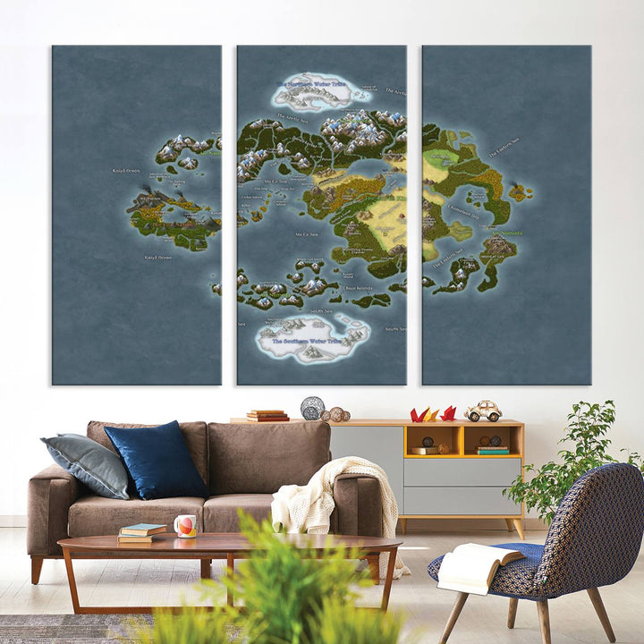 Last Air Bender Avatar World Map Wall Art Canvas Print