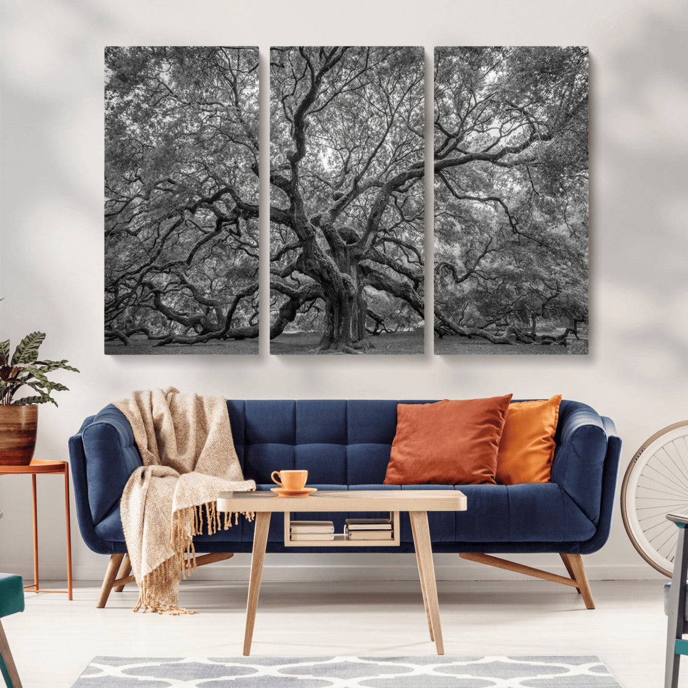 97240-MGV-CV-36X24-Majestic Angel Oak Tree Black and White Canvas Print – Multi Panel Wall Art, Giclée Print, Ready to