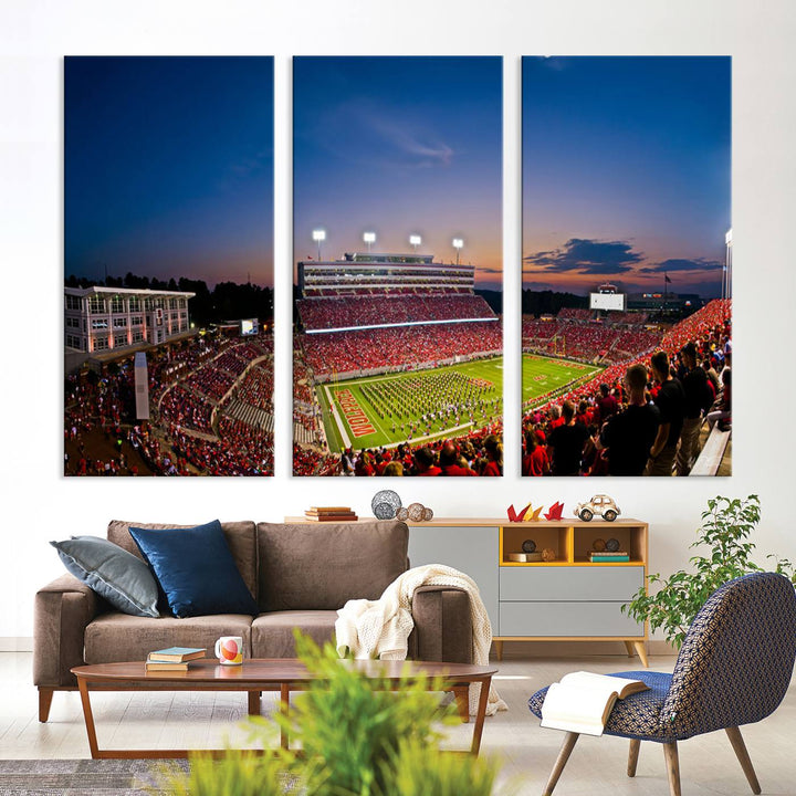 NC State Wolfpack Football Team Print - Raleigh Carter-Finley Stadium Wall Art Canvas Print