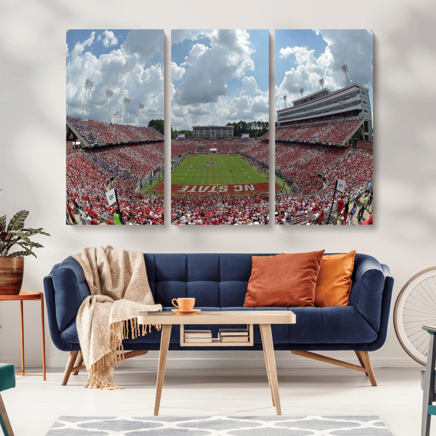 MGV-CV-48X32-3P - NC State Wolfpack Football Team Print Canvas- Raleigh Carter-Finley Stadium Wall Art Canvas Print