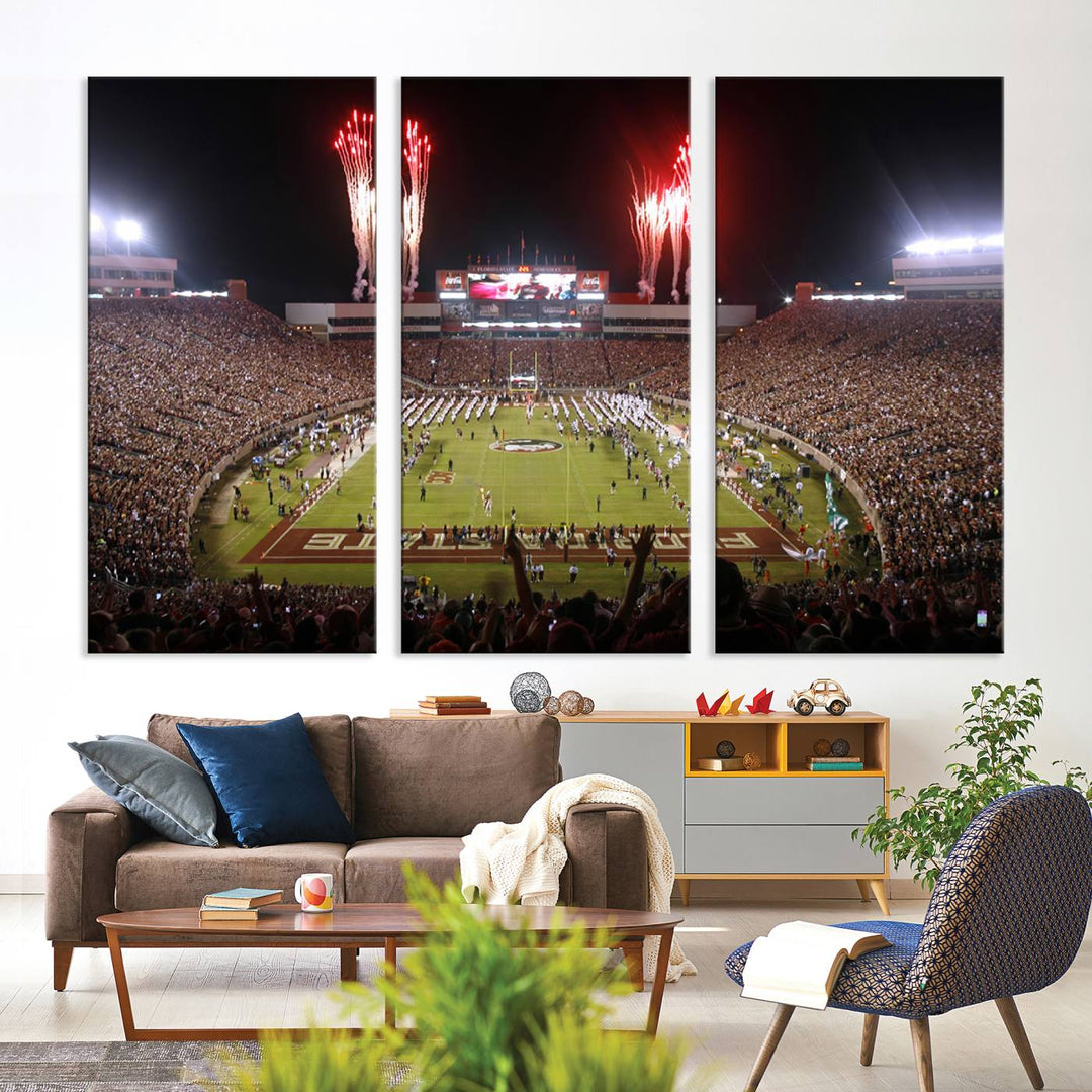 Florida State Seminoles Football Team Print - Tallahassee Doak Campbell Stadium Wall Art Canvas Print