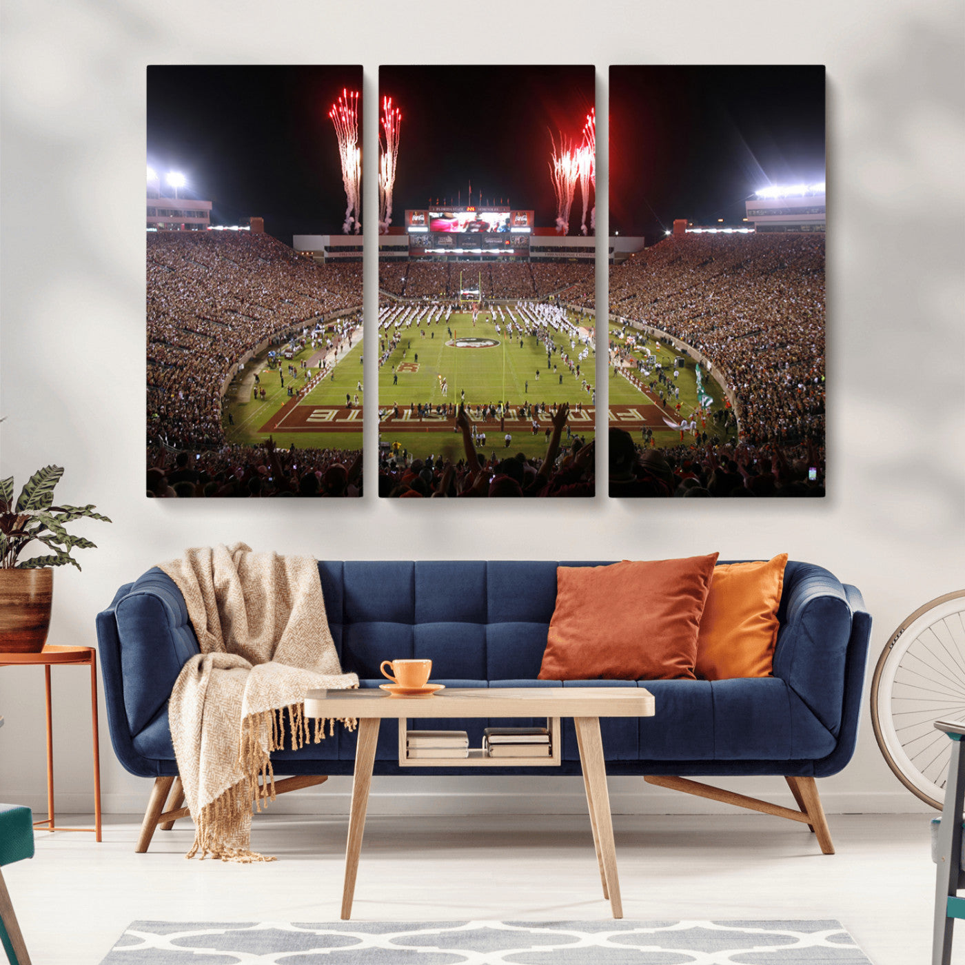 MGV-CV-48X32-3P - Framed Florida State Seminoles Football Team Print - Tallahassee Doak Campbell Stadium Wall Art
