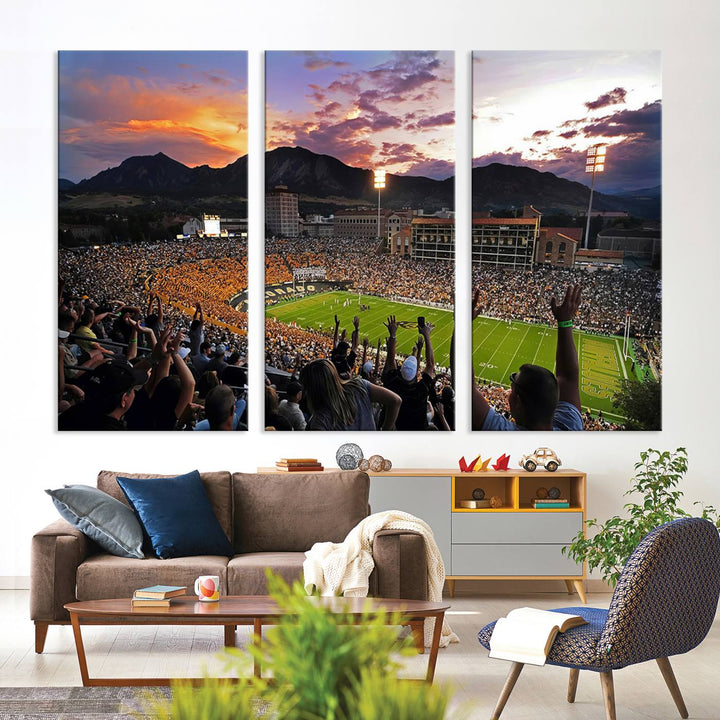 Colorado Buffaloes Football Team Print - Boulder Folsom Field Stadium Wall Art Canvas Print