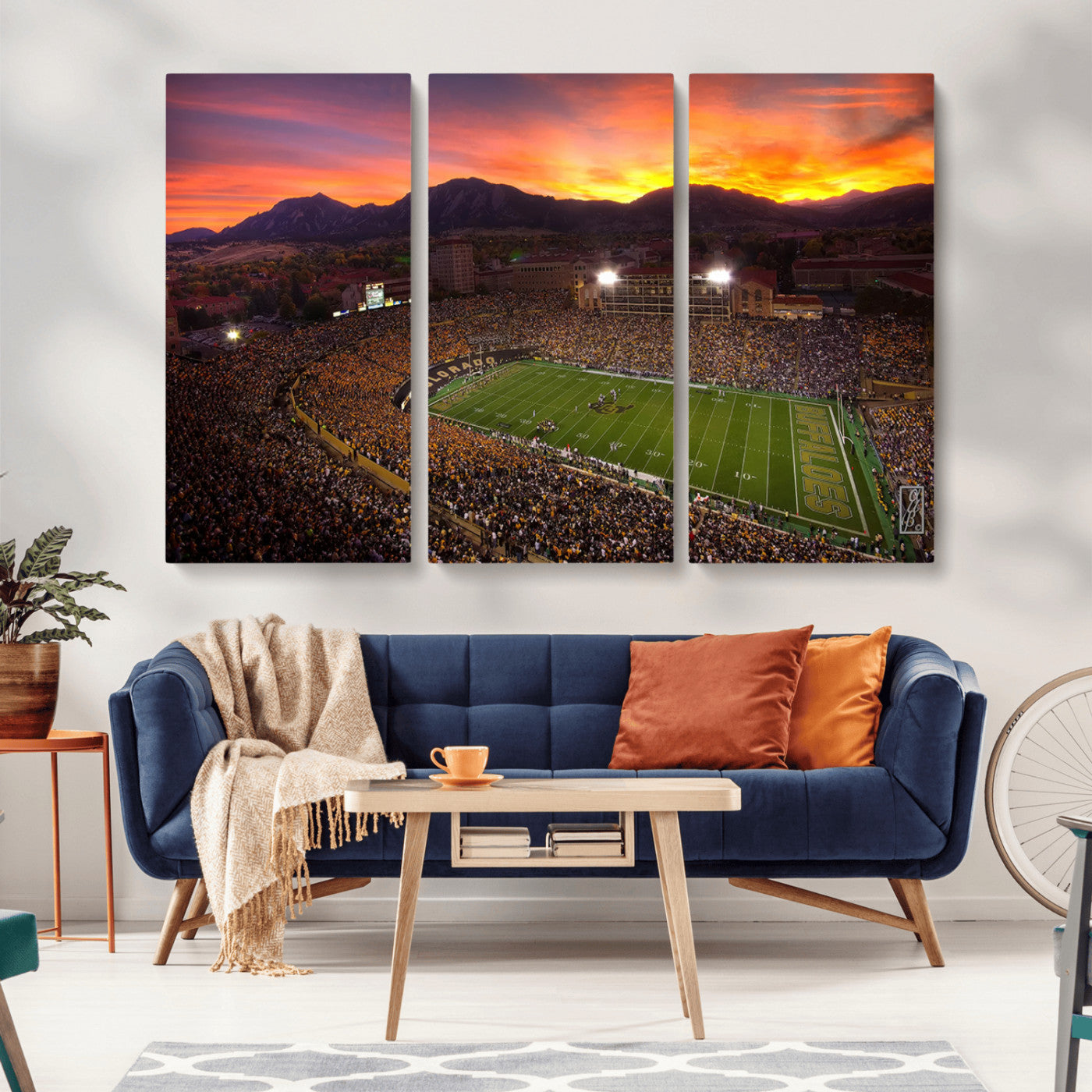 MGV-CV-48X32-3P - Colorado Buffaloes Football Team Print - Boulder Folsom Field Stadium Wall Art Canvas Print