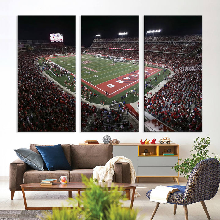 Houston Cougars Football Team Print - Houston TDECU Stadium Wall Art Canvas Print