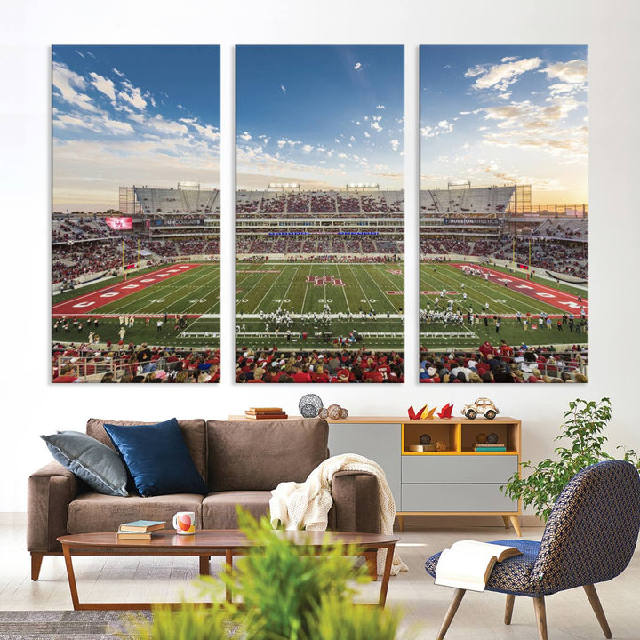 Houston Cougars Football Team Print - Houston TDECU Stadium Wall Art Canvas Print