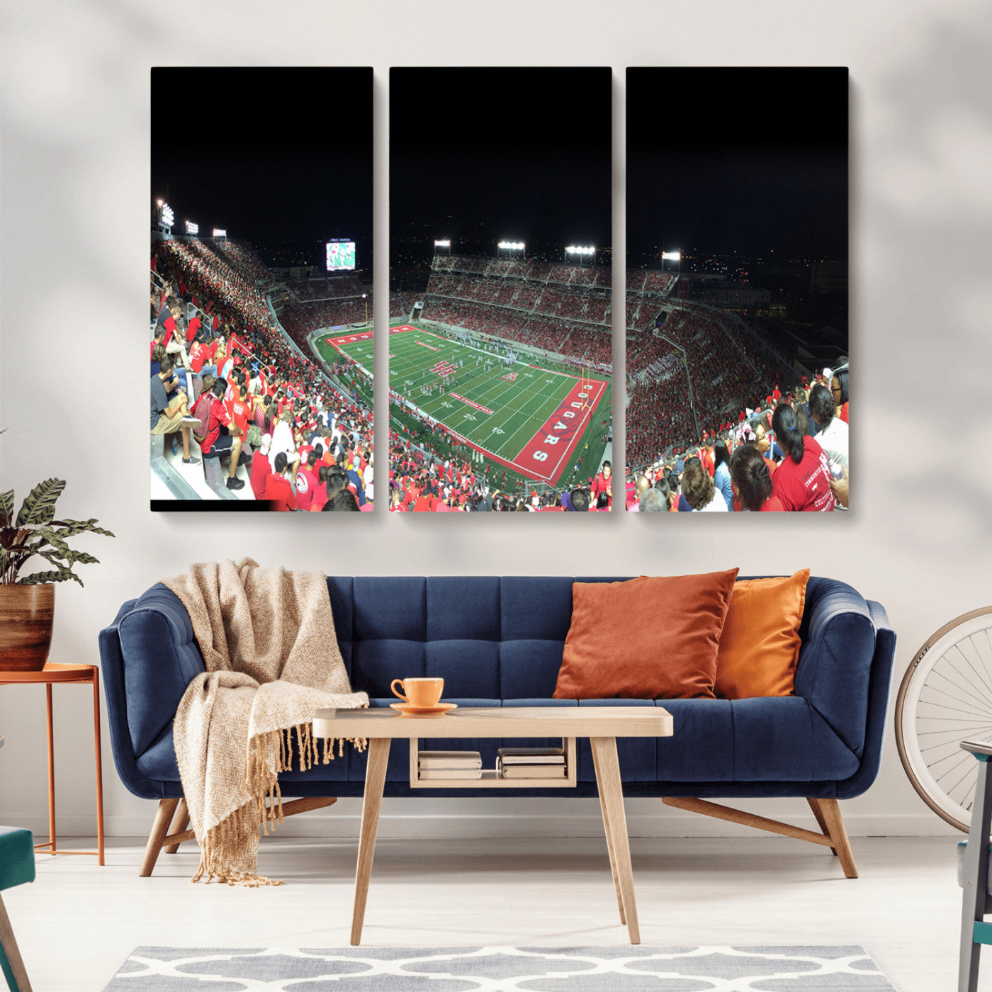 MGV-CV-48X32-3P - Houston Cougars Football Team Print - Houston TDECU Stadium Wall Art Canvas Print