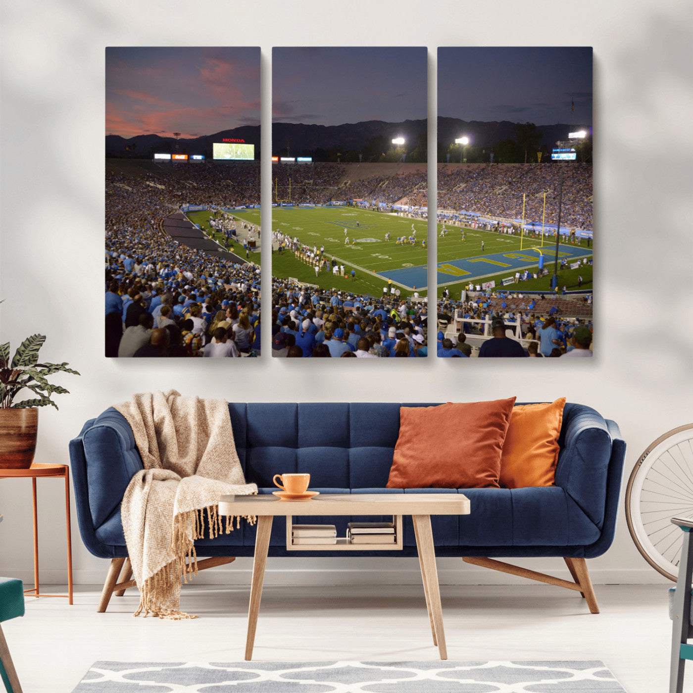 MGV-CV-48X32-3P - UCLA Bruins Football Team Print - Pasadena Rose Bowl Stadium Wall Art Canvas Print