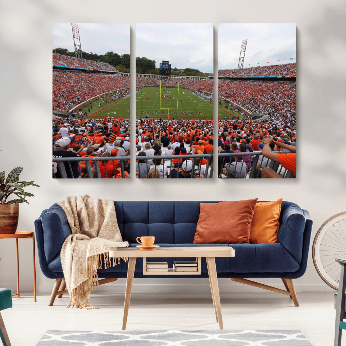 MGV-CV-48X32-3P - Virginia Cavaliers Football Team Print - Charlottesville Scott Stadium Print Wall Art Canvas