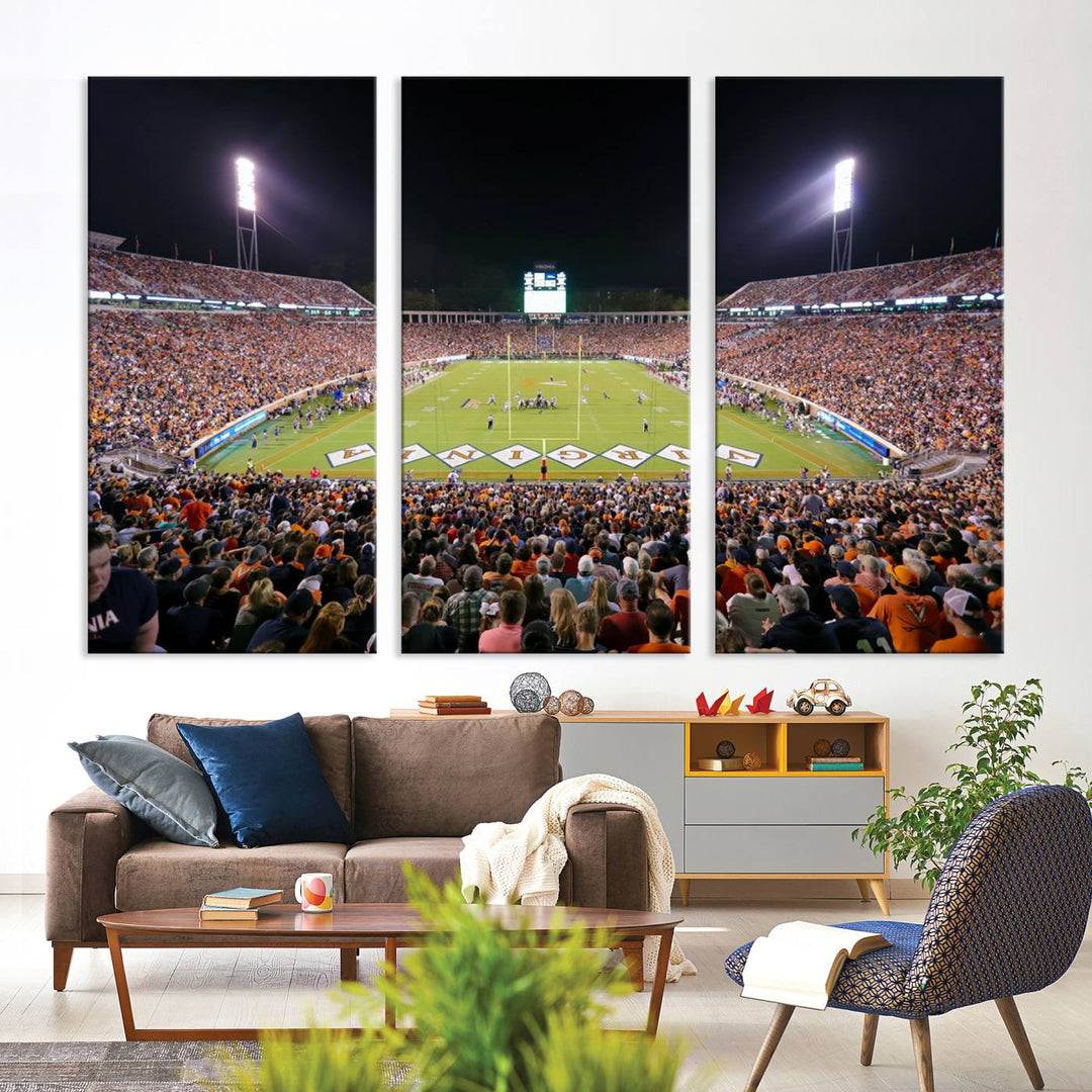 Virginia Cavaliers Football Team Print - Charlottesville Scott Stadium Wall Art Canvas Print