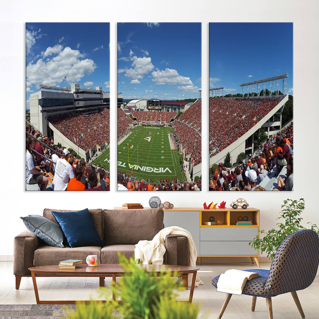 Virginia Tech Hokies Football Team Print - Blacksburg Lane Stadium Wall Art Canvas Print