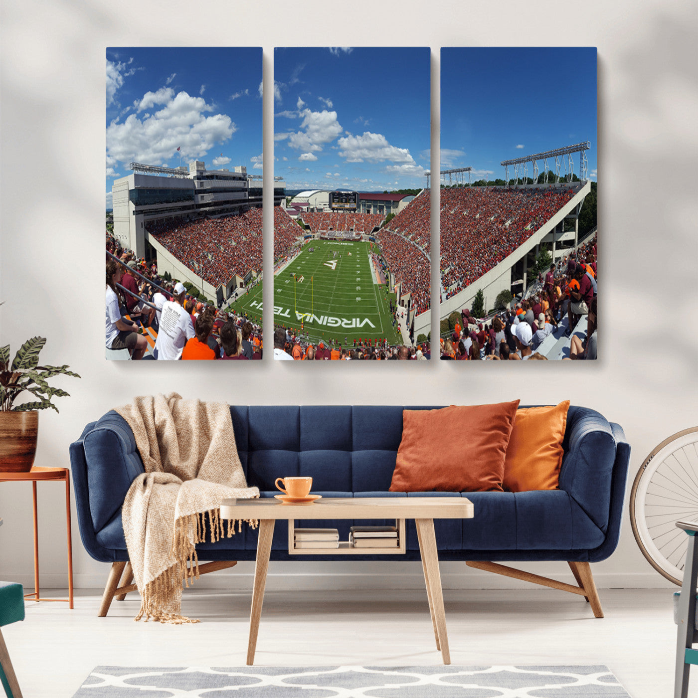 MGV-CV-48X32-3P - Virginia Tech Hokies Football Team Print - Blacksburg Lane Stadium Wall Art Canvas Print
