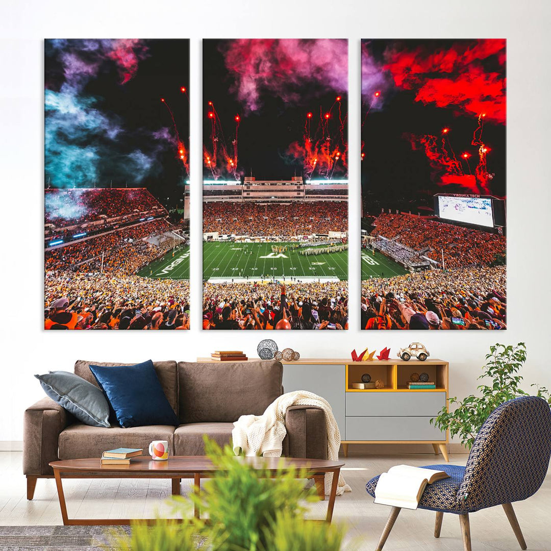 Virginia Tech Hokies Football Team Print - Blacksburg Lane Stadium Wall Art Canvas Print