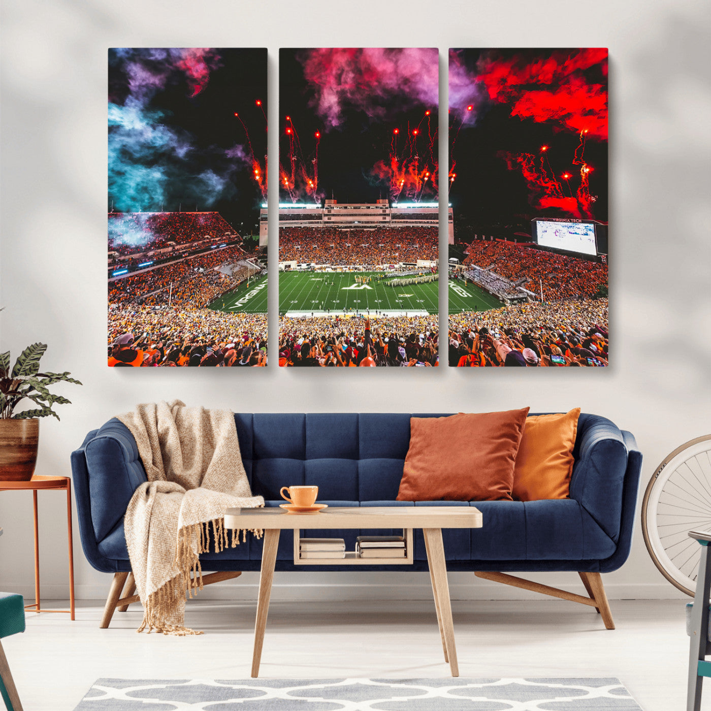 MGV-CV-48X32-3P - Virginia Tech Hokies Football Team Print - Blacksburg Lane Stadium Wall Art Canvas Print