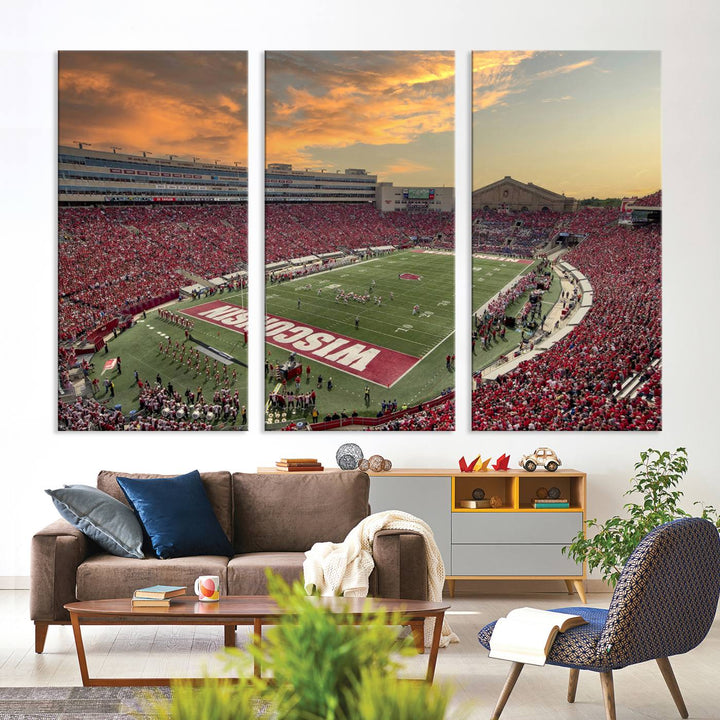 Wisconsin Badgers Football Team Print - Madison Camp Randall Stadium Wall Art Canvas Print