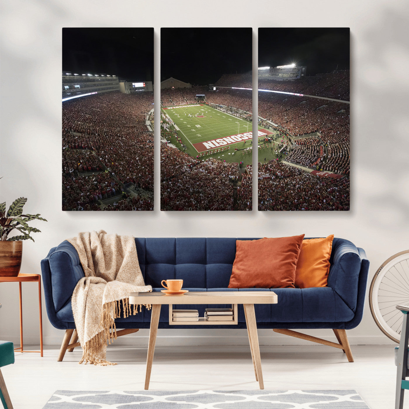 MGV-CV-48X32-3P - Wisconsin Badgers Football Team Print - Madison Camp Randall Stadium Wall Art Canvas Print