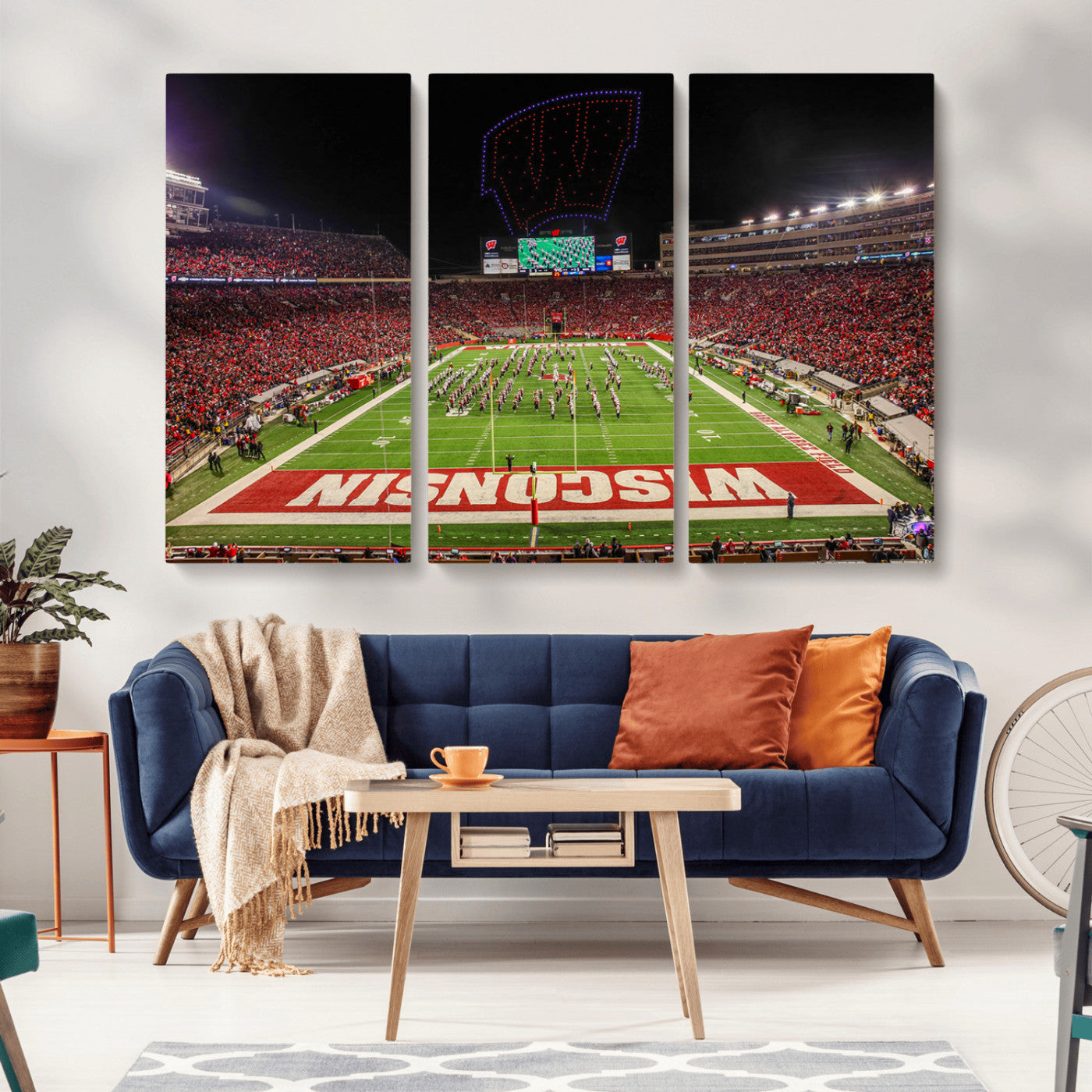 MGV-CV-48X32-3P - Wisconsin Badgers Football Team Print Canvas- Madison Camp Randall Stadium Wall Art Canvas Print
